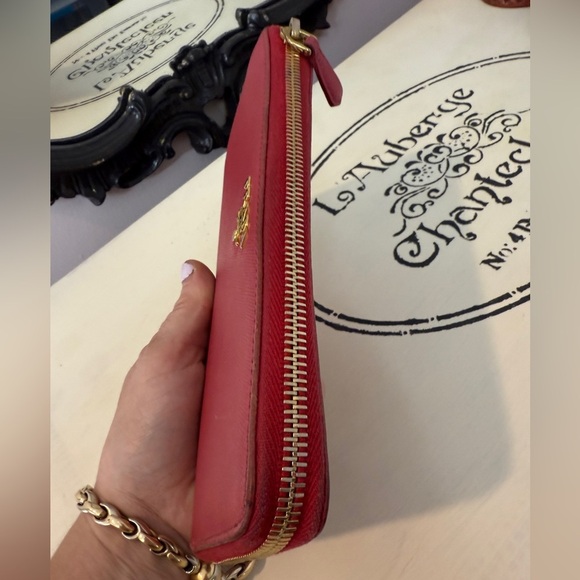 Prada Saffiano Women's Pink Leather Zip Wallet EUC Authentic - Picture 9 of 10